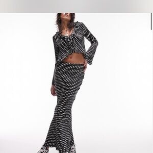 Topshop Black and White Polka Dot Maxi Skirt